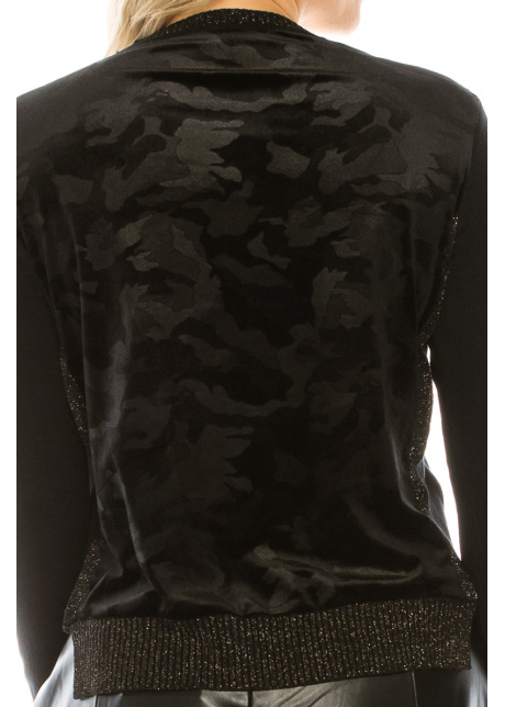 VELVET BLACK CAMO INSERT KNIT TOP