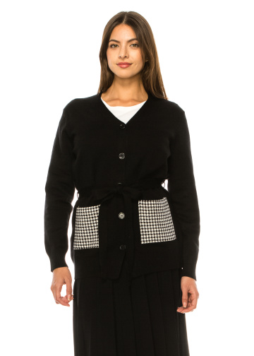 Cardigan with a belt in black