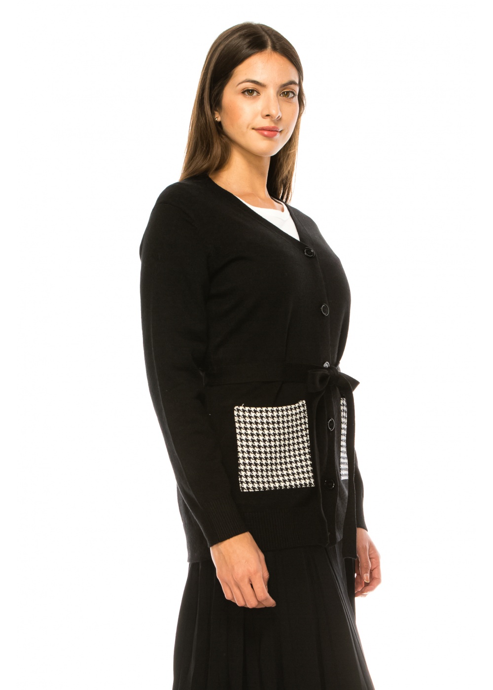 Cardigan with a belt in black