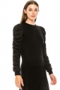 Crew neck sweater with draped lurex sleeves