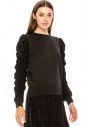 Black velvet sweater with volume lurex sleeves