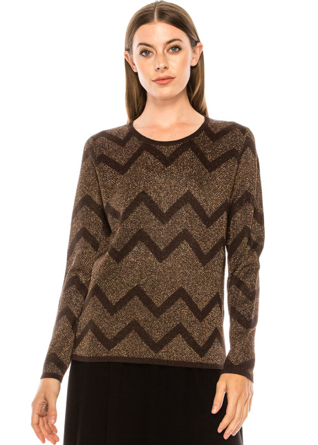 Zigzag pattern sweater in brown