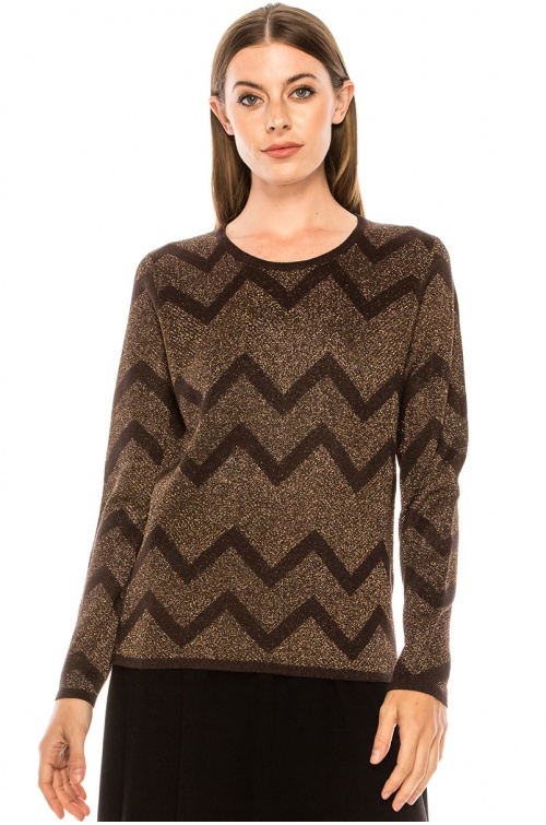 Zigzag pattern sweater in brown