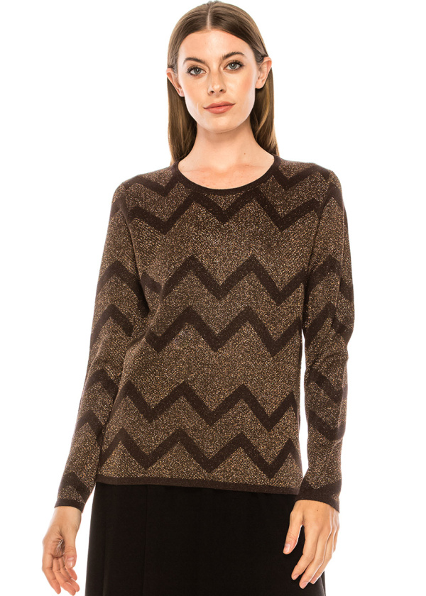 Zigzag pattern sweater in brown