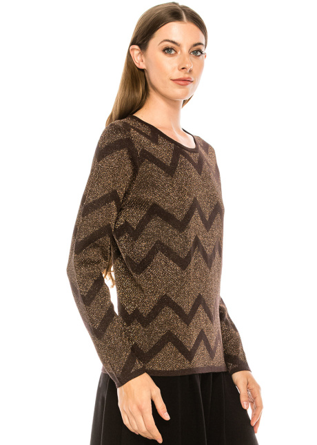 Zigzag pattern sweater in brown
