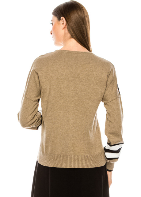 Color block crew neck sweater