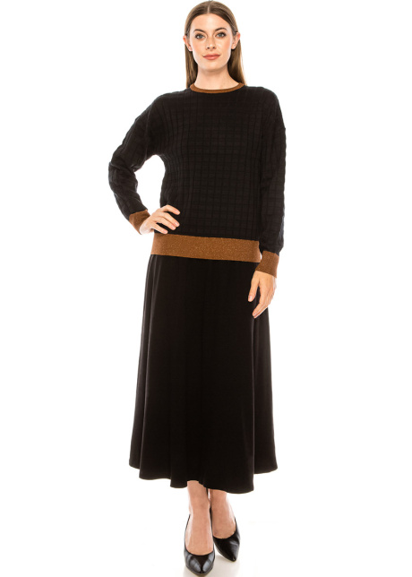 Checkered texture sweater in black