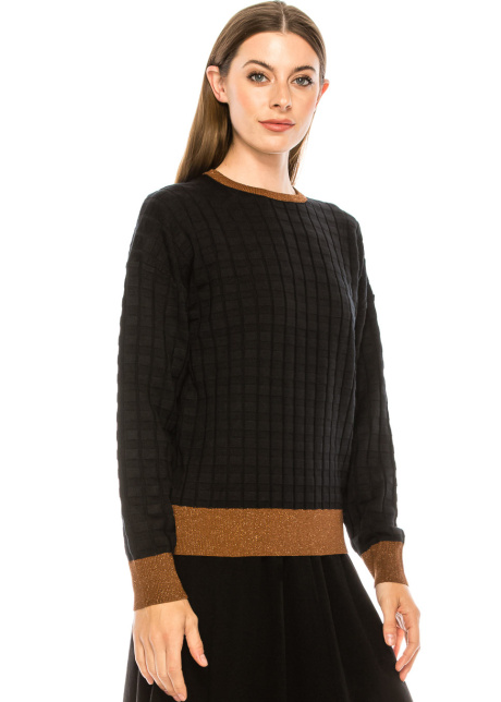 Checkered texture sweater in black