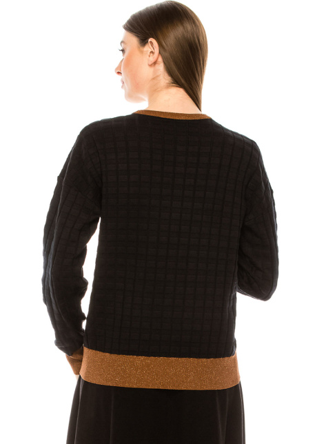 Checkered texture sweater in black