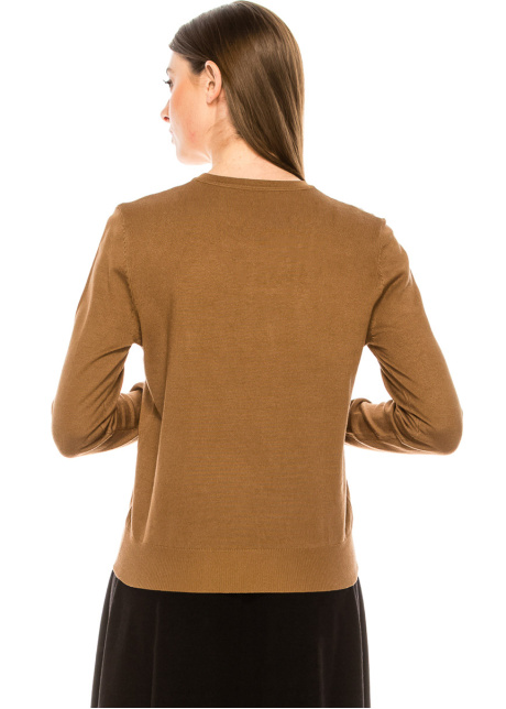 Embroidered sweater in camel