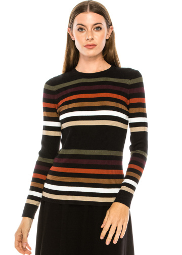 Multi-colored striped sweater