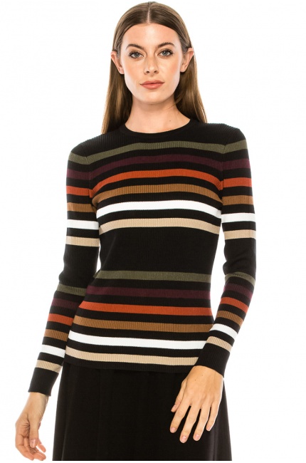 Multi-colored striped sweater