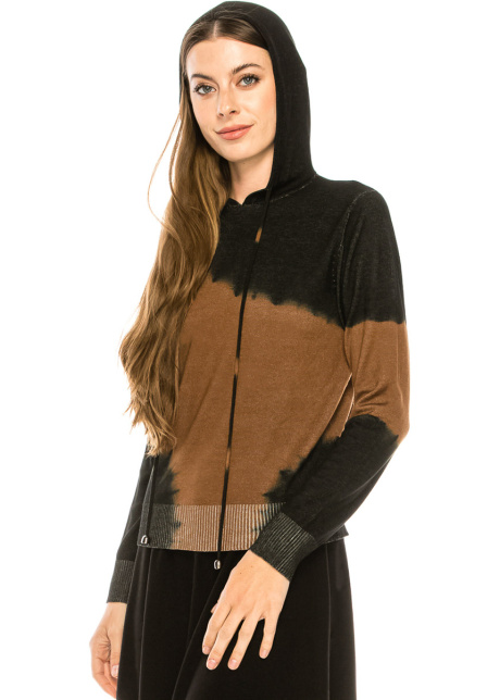 Tie-dye hoodie sweater in camel