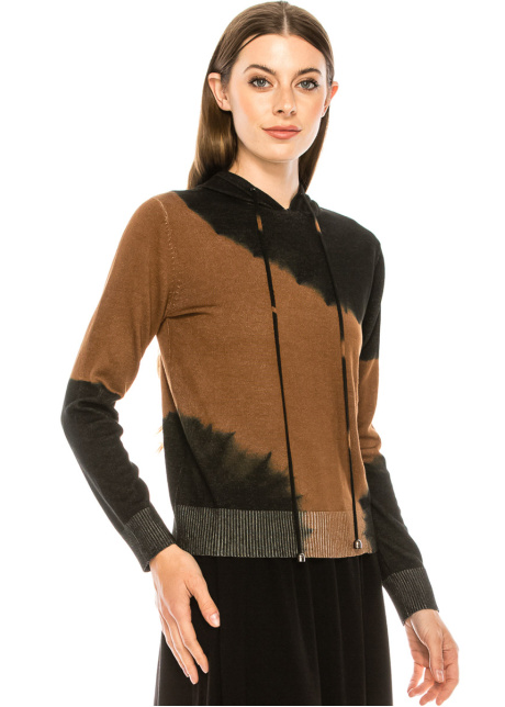 Tie-dye hoodie sweater in camel