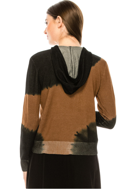 Tie-dye hoodie sweater in camel