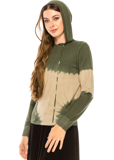 Tie-dye hoodie sweater in olive