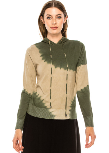 Tie-dye hoodie sweater in olive