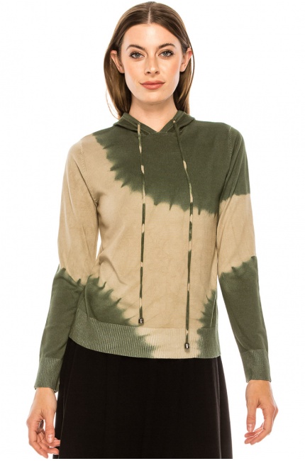 Tie-dye hoodie sweater in olive