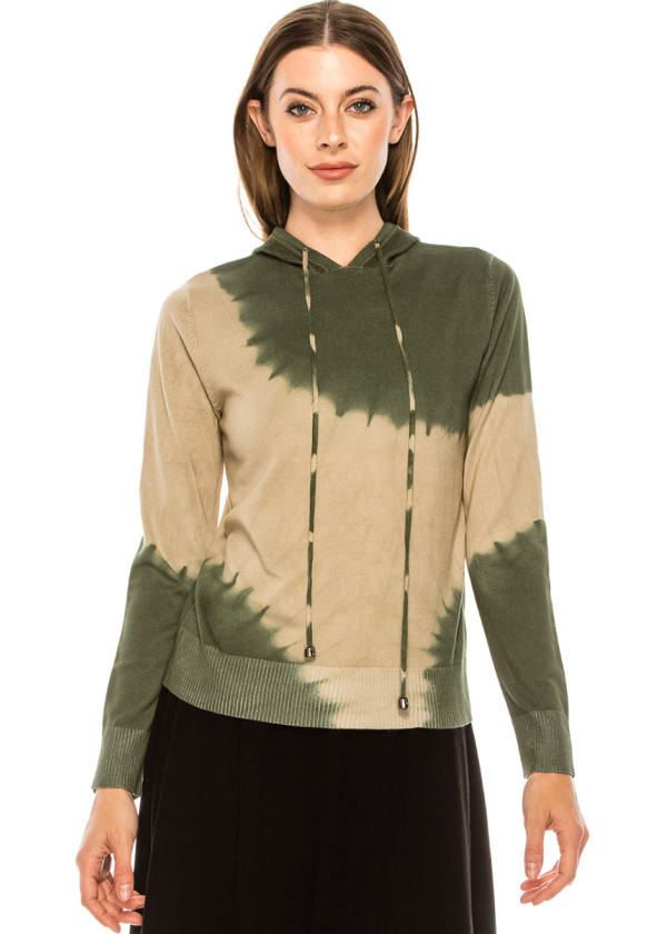 Tie-dye hoodie sweater in olive