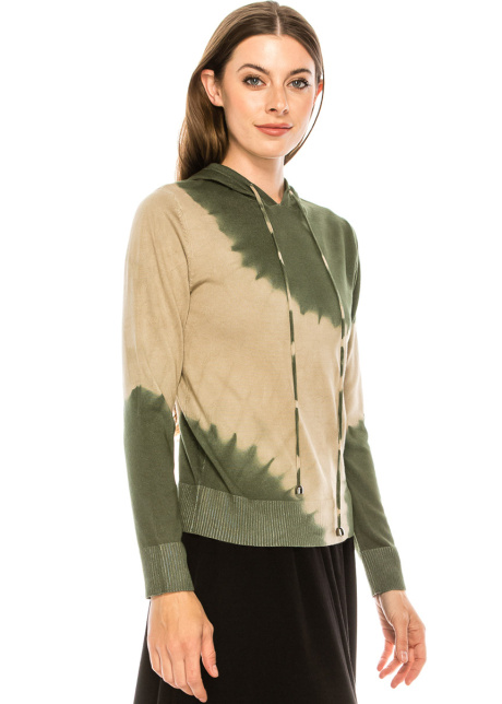 Tie-dye hoodie sweater in olive