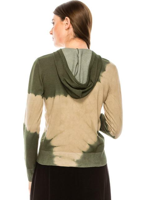 Tie-dye hoodie sweater in olive