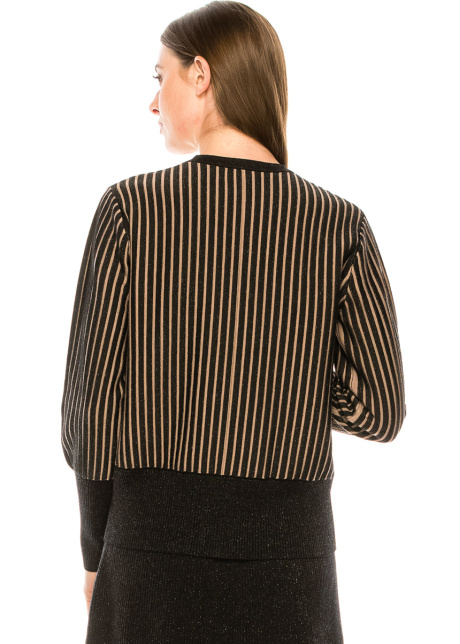 Striped sweater with leg-of-mutton sleeves