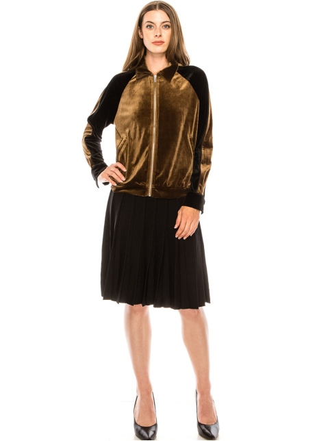 Two-colored velvet cardigan
