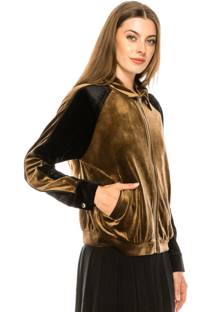 Two-colored velvet cardigan