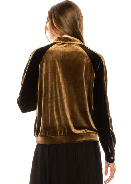 Two-colored velvet cardigan