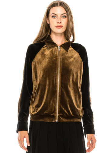 Two-colored velvet cardigan