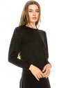 Leg-of-mutton sleeve sweater in black lurex