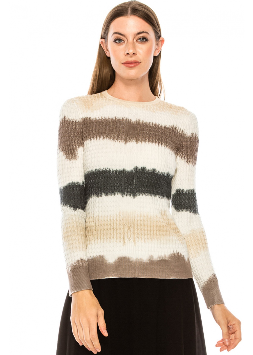 Creatively striped sweater in brown shades