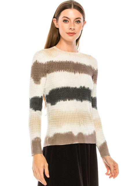 Creatively striped sweater in brown shades