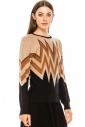 Zigzag pattern sweater in camel and black