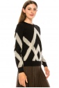 Geometric pattern sweater in cream and black