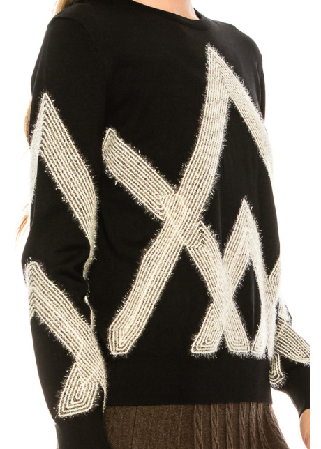 Geometric pattern sweater in cream and black