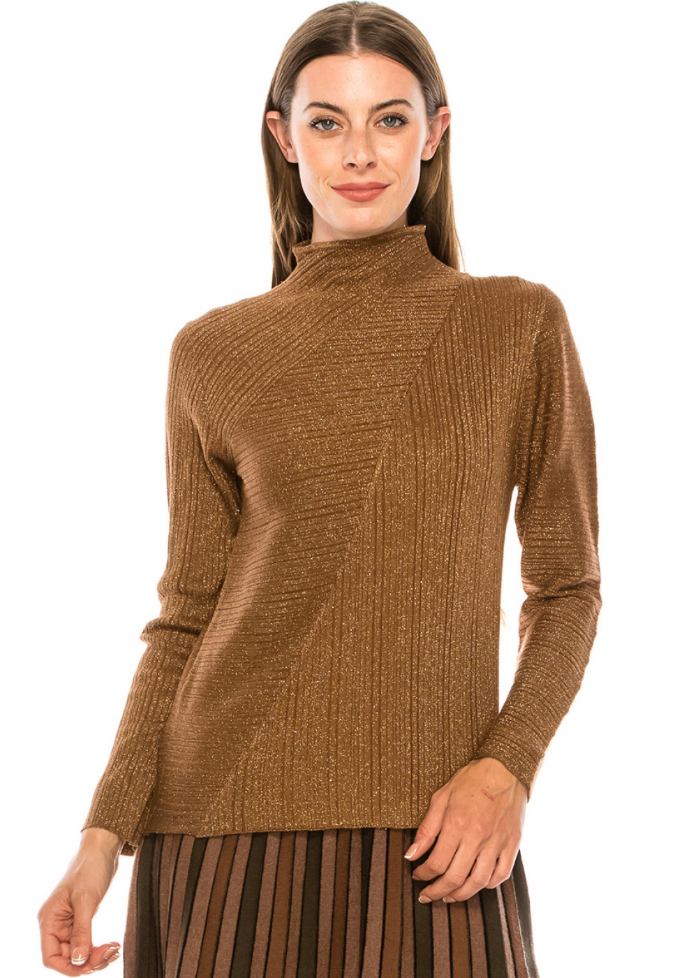 Shiny lurex sweater in rust
