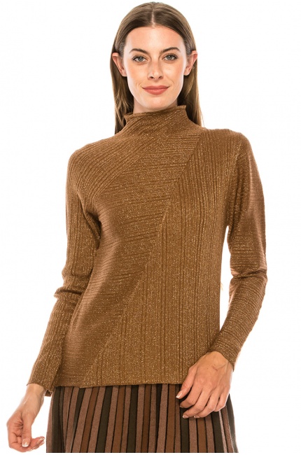 Shiny lurex sweater in rust