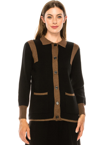 Black striped cardigan with pockets