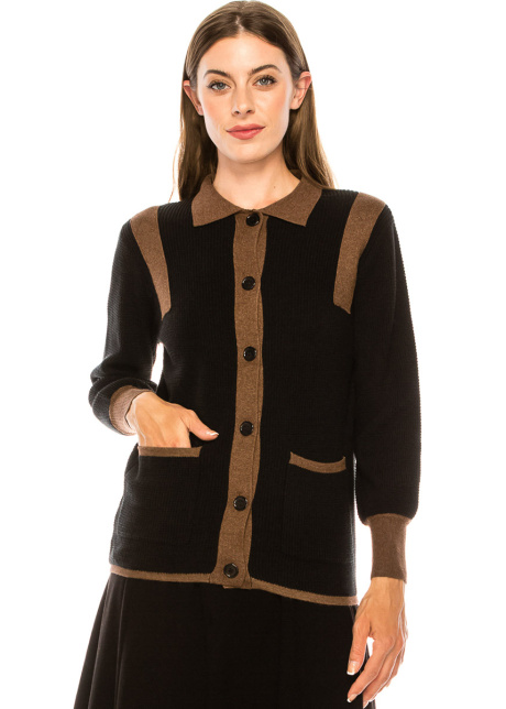 Black striped cardigan with pockets