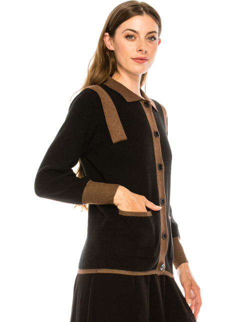 Black striped cardigan with pockets