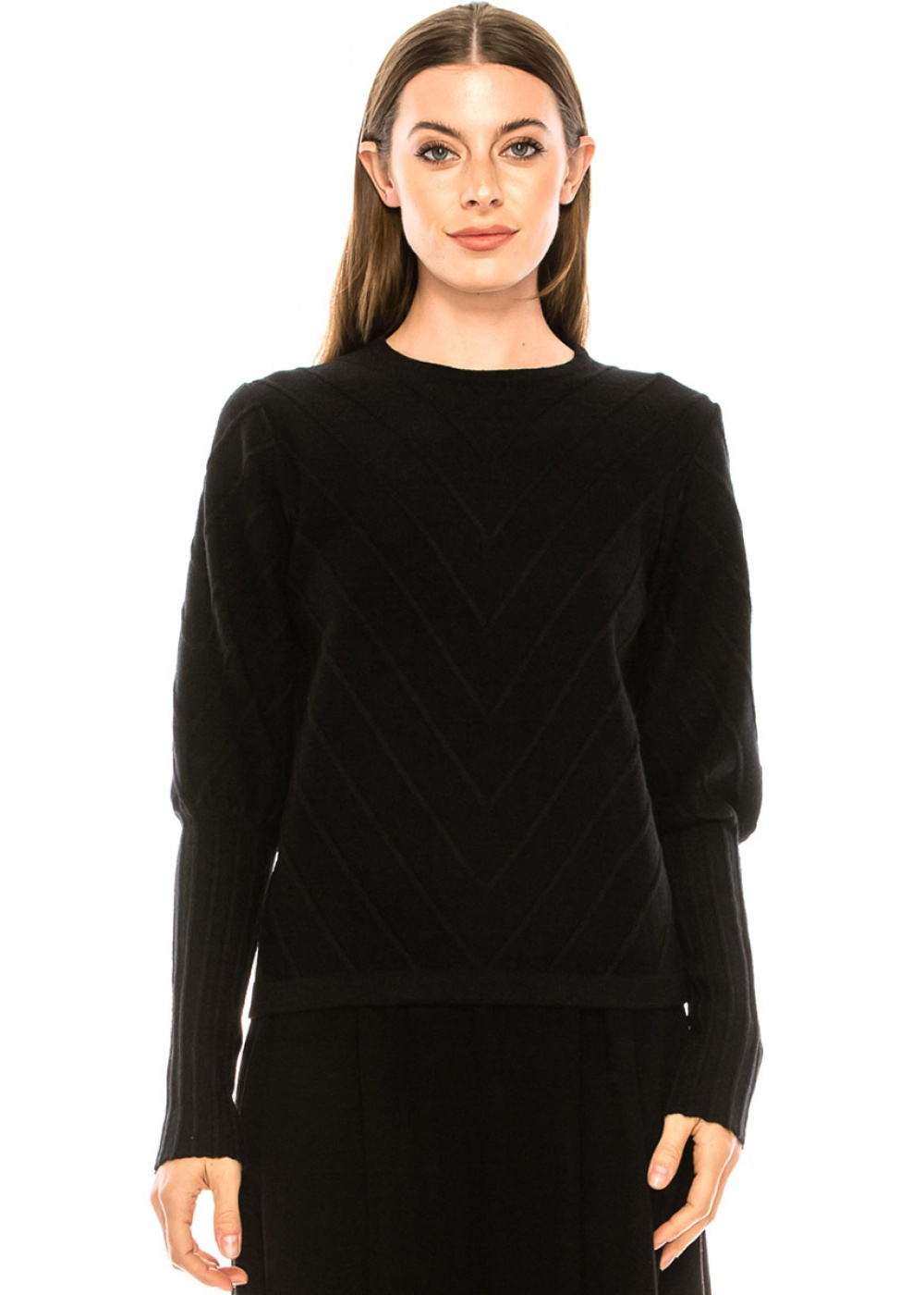 Geometric ornament lurex sweater in black