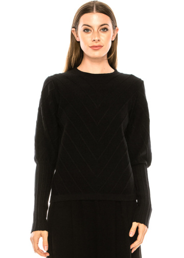 Geometric ornament lurex sweater in black