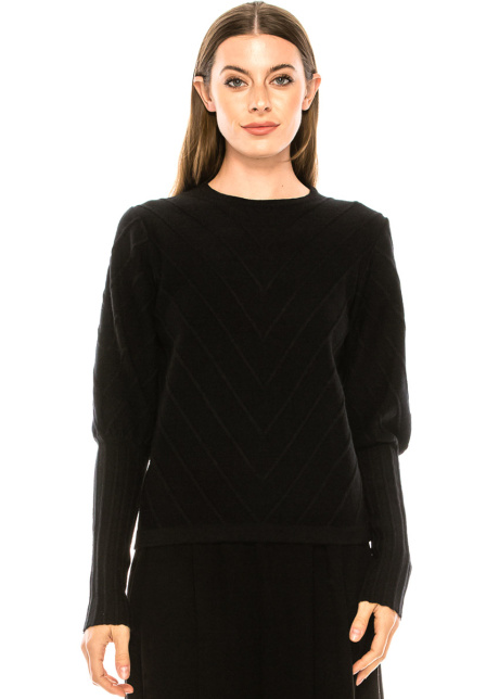 Geometric ornament lurex sweater in black