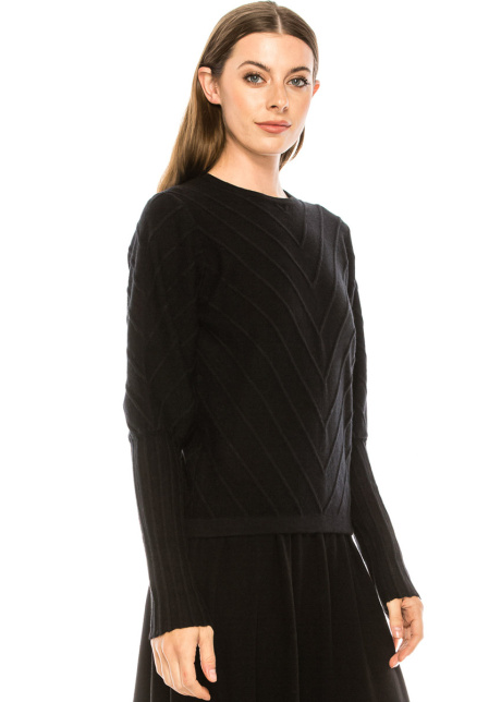 Geometric ornament lurex sweater in black