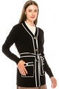 V-neck buttoned cardigan in black and white