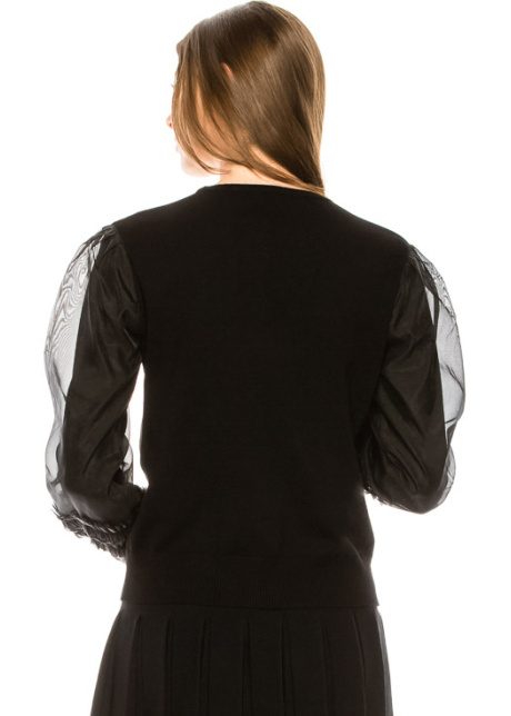 Chic sweater with two-layered blouson sleeves