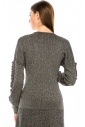Silver lurex sweater with blouson sleeves