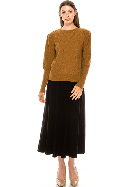 Honeycomb pattern sweater in camel