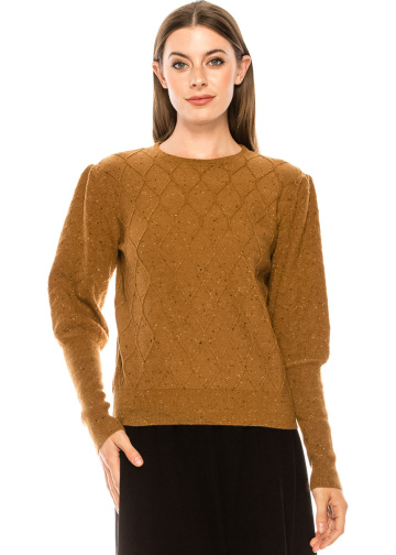 Honeycomb pattern sweater in camel
